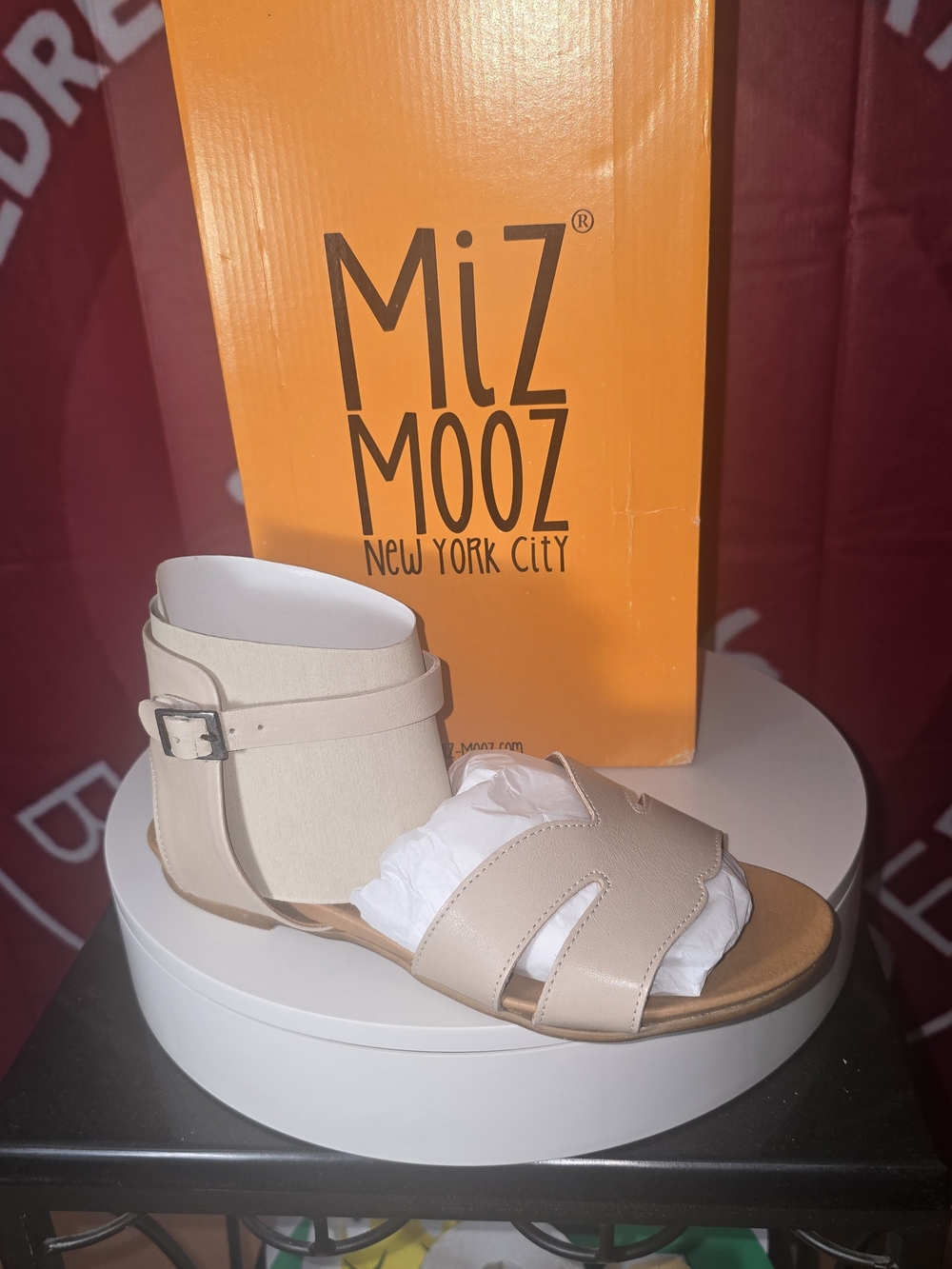 MiZ Mooz Cream Ankle-Strap Sandal Size 38